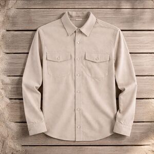 Denim & Flower Ricky Singh Snap Up Light Tan Neutral Casual Shirt Jacket Sz M